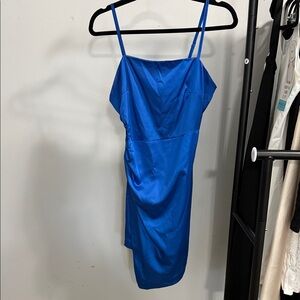 Bright Blue Asymmetrical Mini Dress